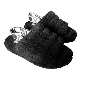 UGG Womens Super Fluff Slipper Black 9.5